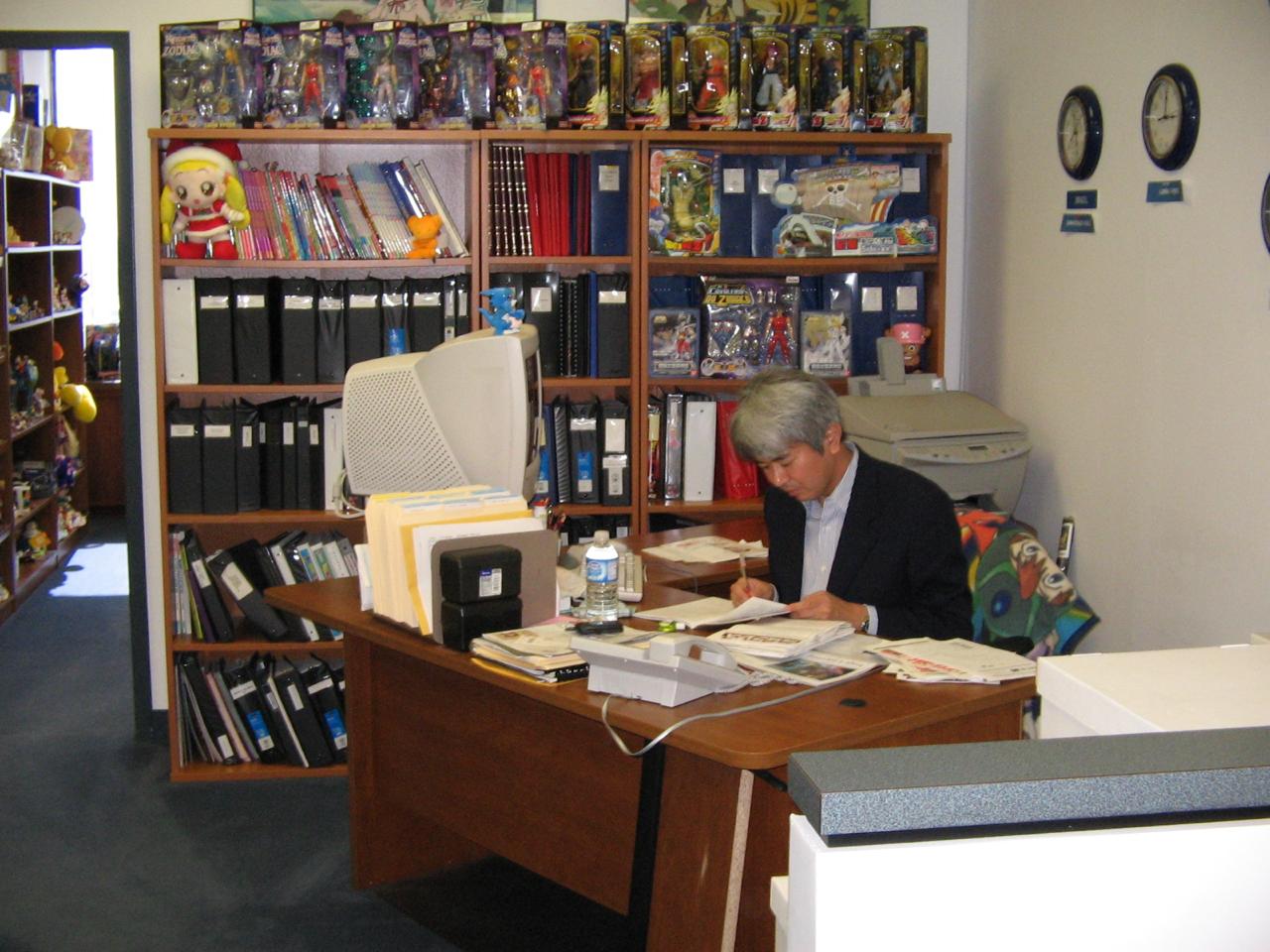 Yasuo Matsuo at his desk at Cloverway Inc., Long Beach CA